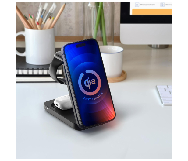 3mk MagRocket 3-in-1 Wireless Charger 15W Qi2 MPP Black - 1364145 - zdjęcie 4
